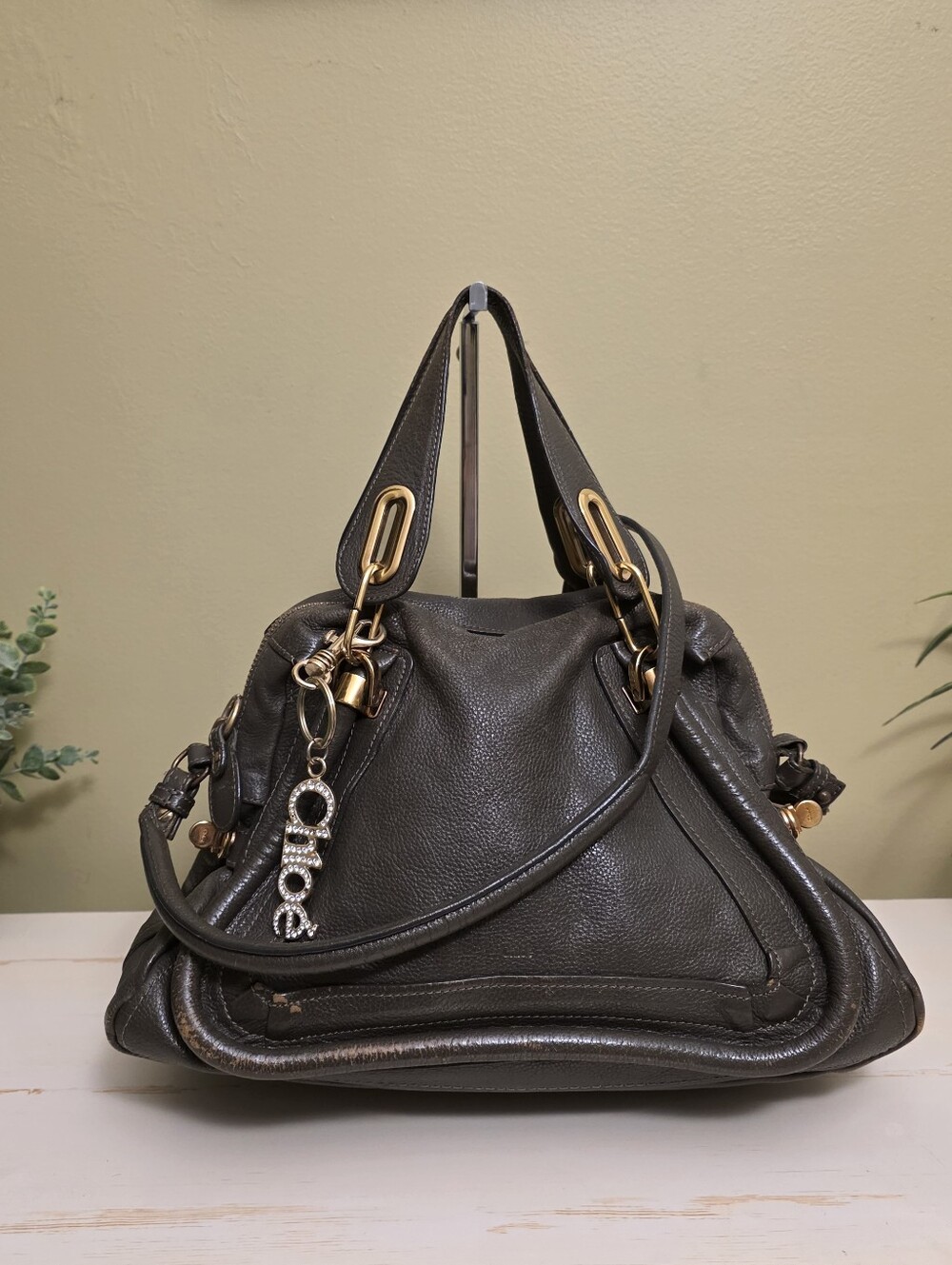 Chloe | Dark Brown Distressed Paraty Medium 2-Way Satchel